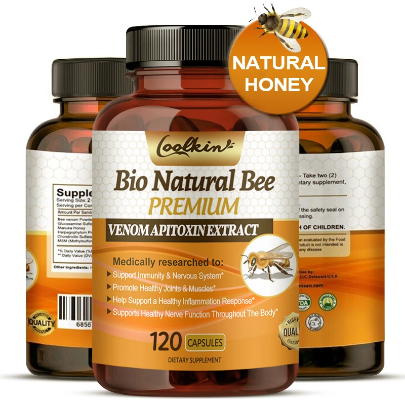 Bee Venom Extract Capsules - Joint Support, Reduces Back, Knee and Hand Discomfort, Dietary Supplement
