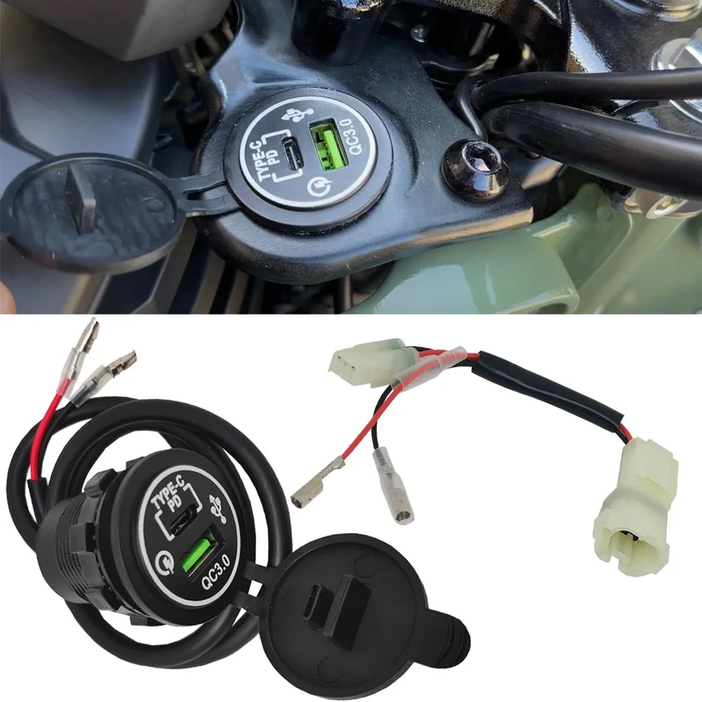 Fast Charger PD TYEP-C USB Port Kit w/Connector Fit for Honda CT125 Trail 125 Hunter Cub 125