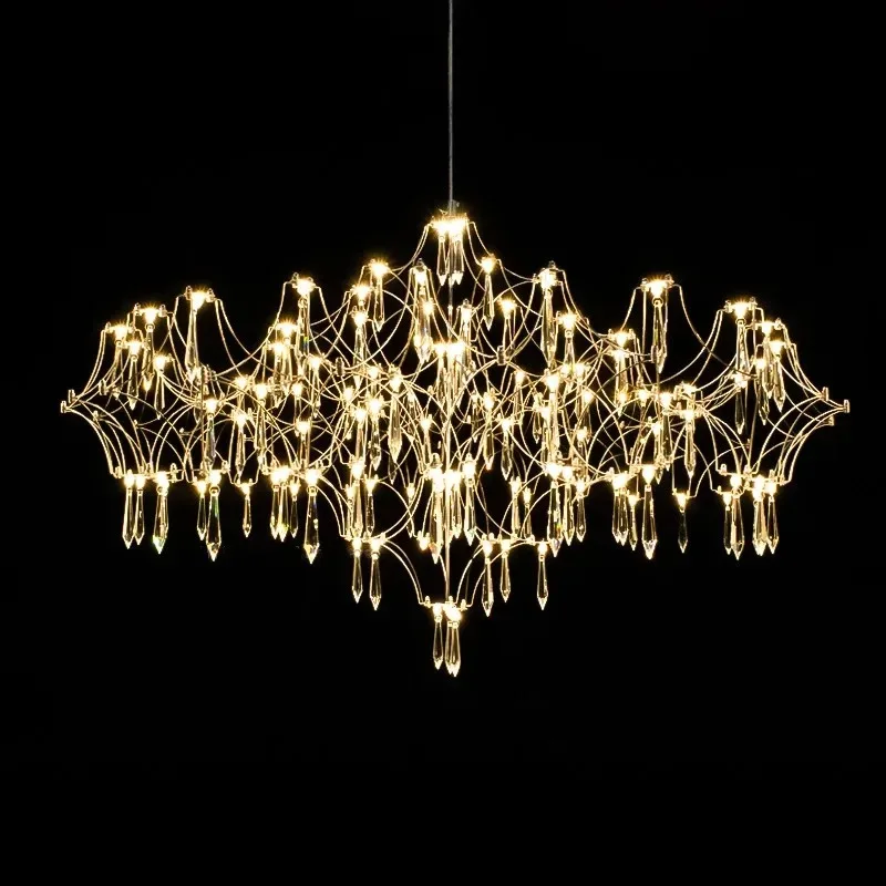 Nordic modern luxury crystal chandelier restaurant bedroom LED light firefly decorative light 2026 upgraded dimming version