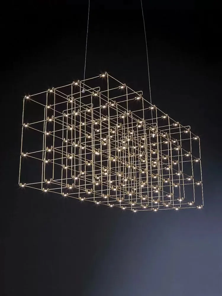 Top Selling 2025 Luxury Stainless Steel Crystal Living Room Chandelier Villa Dining Room Starry Sky Firefly Chandelier