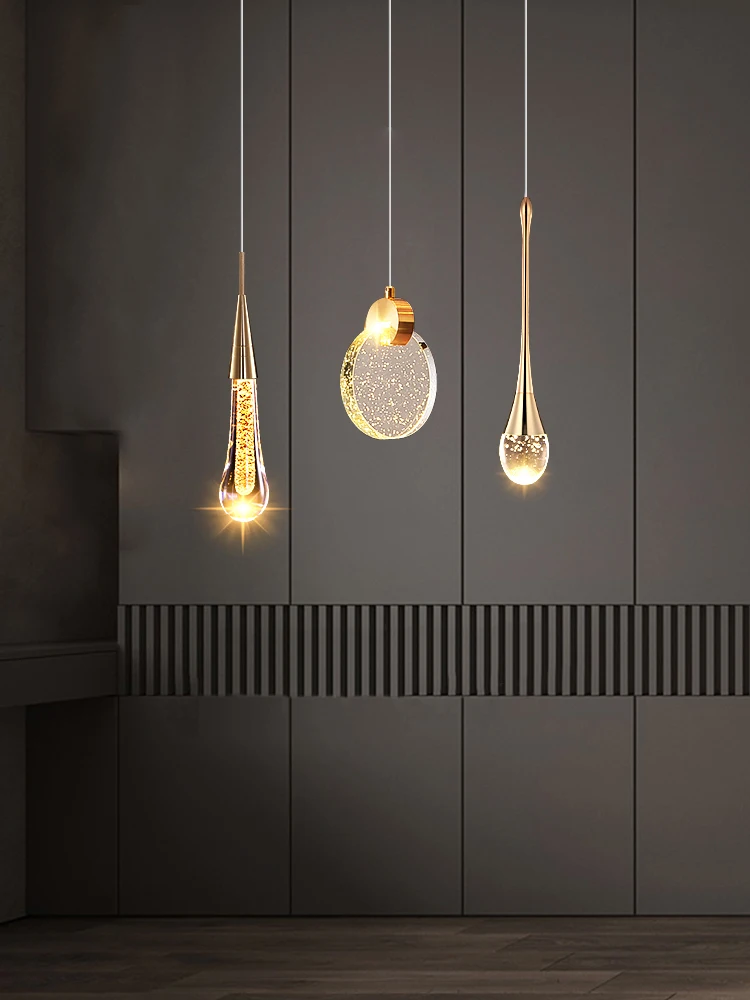 Nordic Style LED Pendant Light Luxurious Crystal Bedroom Bedside Pendent Lamp Restaurant Chandelier Bar Counter Decorative Light