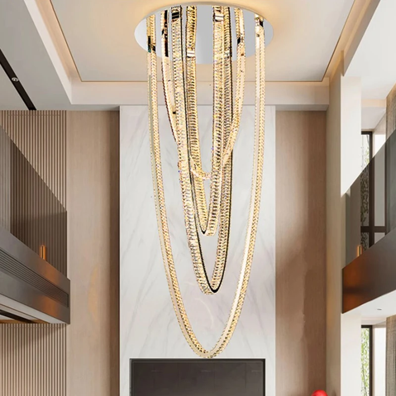 Modern Home Decoration Crystal Chandelier, Stair Pendant Lamp, Living Room Pendant Lights, Interior Lighting