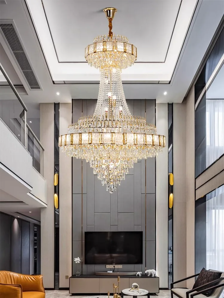 Chandelier Crystal Luxury Large Gold Nordic Home Decoration Led High-end Hanging Lamp Cristal Lustres For Staircase Villa Duplex