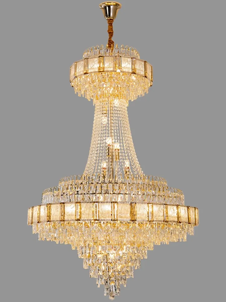Chandelier Crystal Luxury Large Gold Nordic Home Decoration Led High-end Hanging Lamp Cristal Lustres For Staircase Villa Duplex