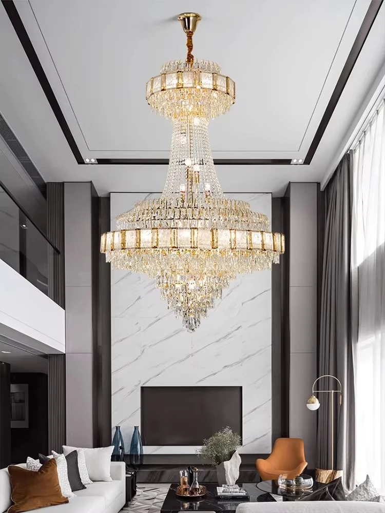 Chandelier Crystal Luxury Large Gold Nordic Home Decoration Led High-end Hanging Lamp Cristal Lustres For Staircase Villa Duplex