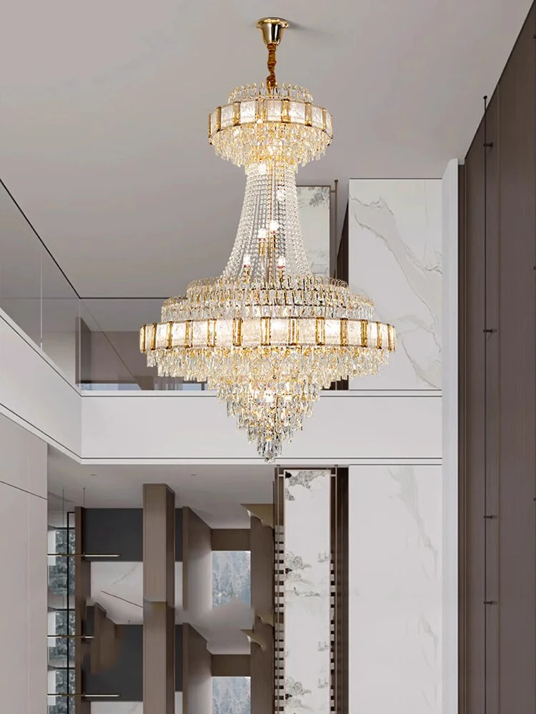 Chandelier Crystal Luxury Large Gold Nordic Home Decoration Led High-end Hanging Lamp Cristal Lustres For Staircase Villa Duplex