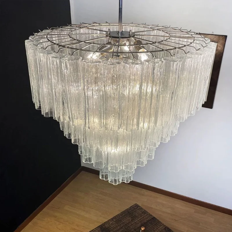 Luxury Modern Chrome Ceiling Light 2026 Designer Murano Crystal Chandelier Dimmable Luster Pendant Lamp For Hotel Lobby Villa