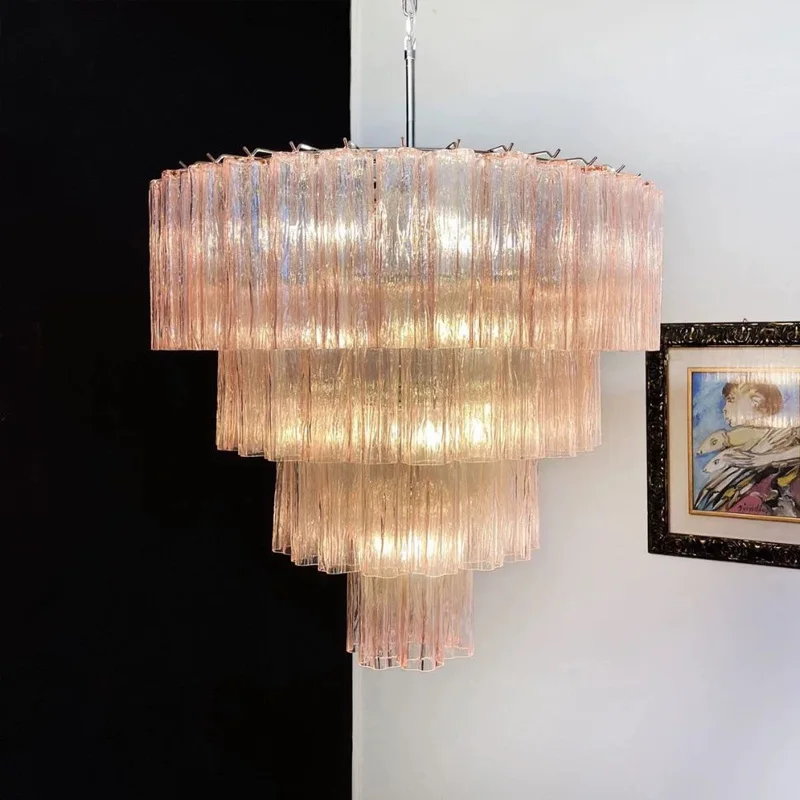 Luxury Modern Chrome Ceiling Light 2026 Designer Murano Crystal Chandelier Dimmable Luster Pendant Lamp For Hotel Lobby Villa
