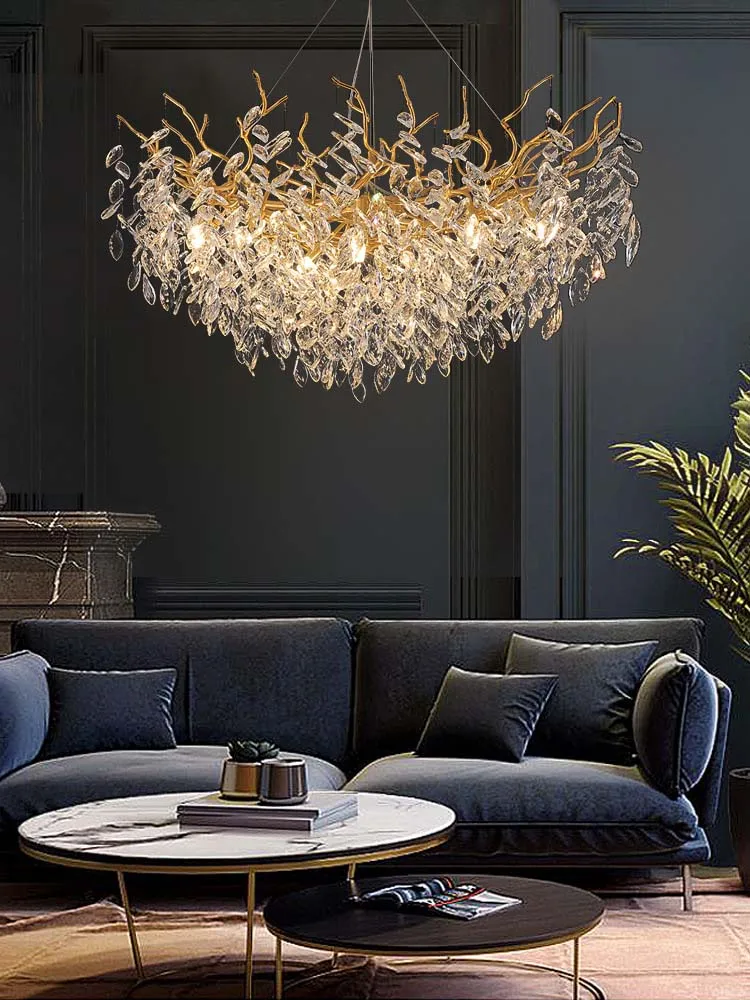 Ceiling Chandelier Hanging Light LED Luxury Living Room Light Hotel Hall Gold Large Ceiling Chandeliers 110-220V