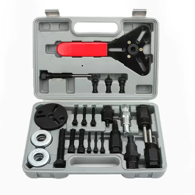 23Pcs Auto Repair Kit Auto Air Conditioning Repair Kit Compressor Clutch Wheel Hub Puller Remover Installer Hard Case Kit