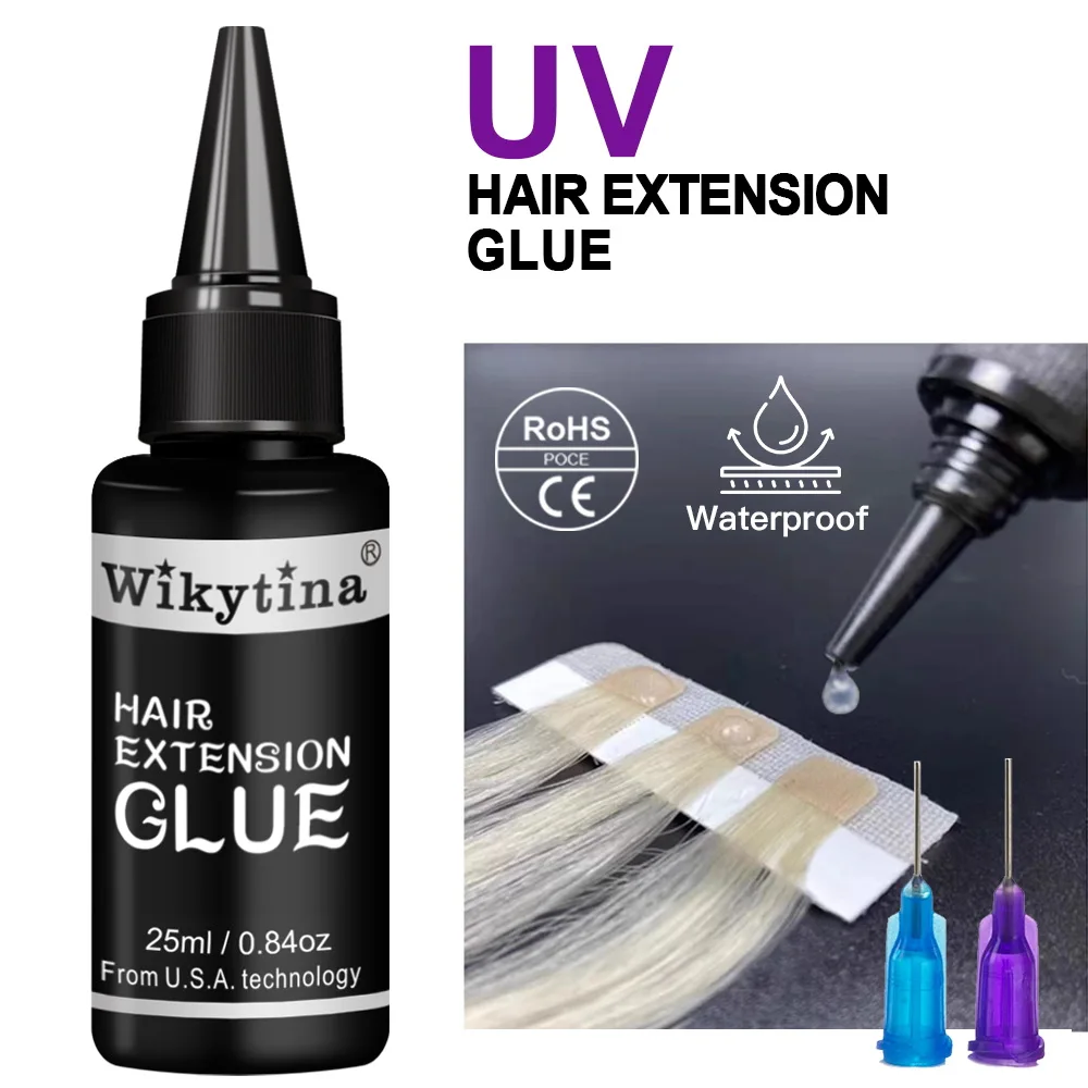 Wikytina UV V Light Hair Extension Glue 25ml Invisible Seamless Remover Long Lasting Salon Styling Tool Best Seller
