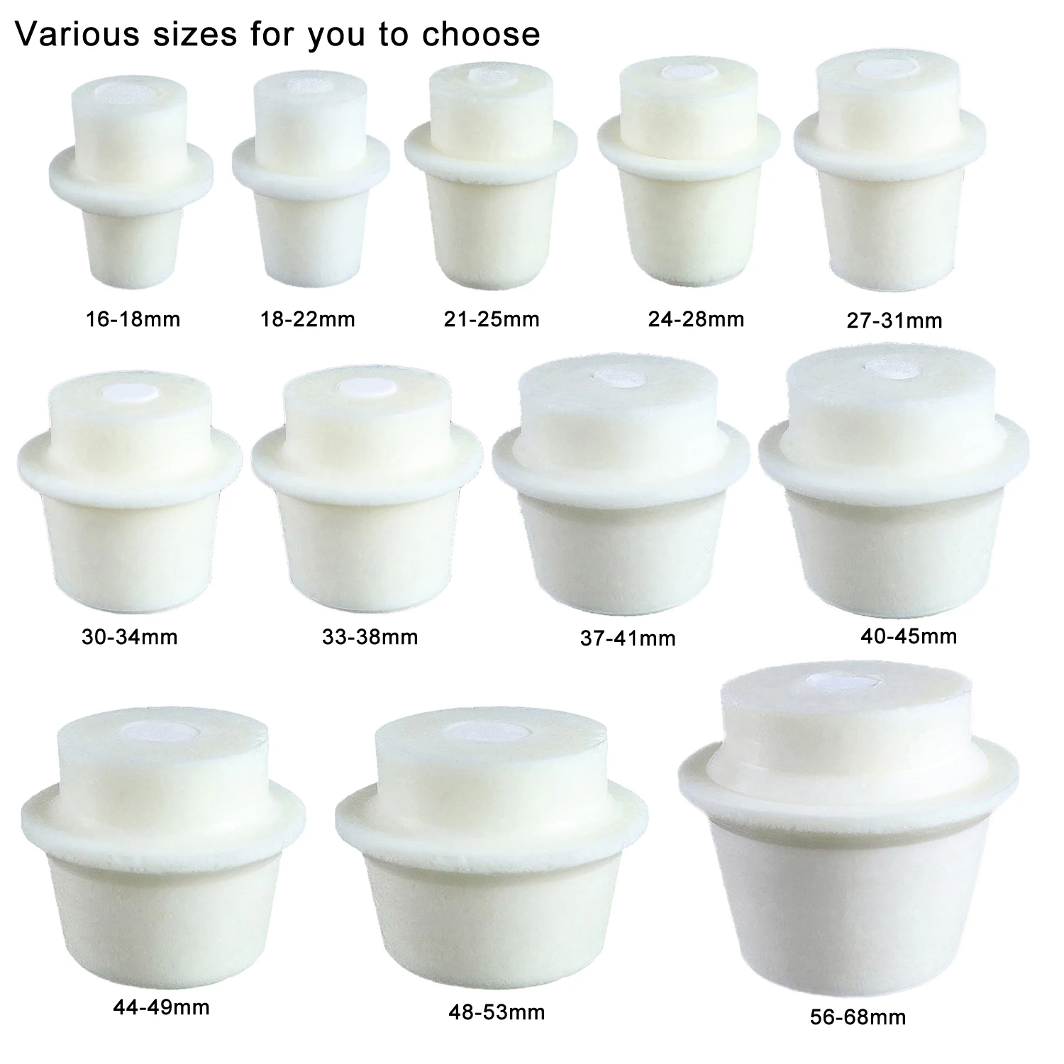 50ml/100ml/150ml/200ml/250ml Narrow Mouth Glass Erlenmeyer Flask Set15-68mm Silicone Stoppers for Lab Experiment Science Studies