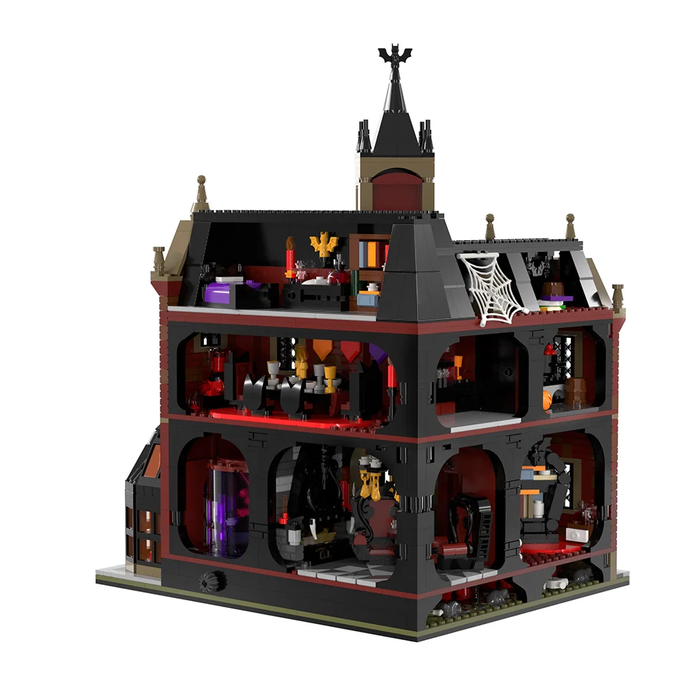 Gobricks MOC Haunted House Building Blocks Model Horror Vampire Ghost House Bricks City Ghost Architecture Assembly Toys Gifts