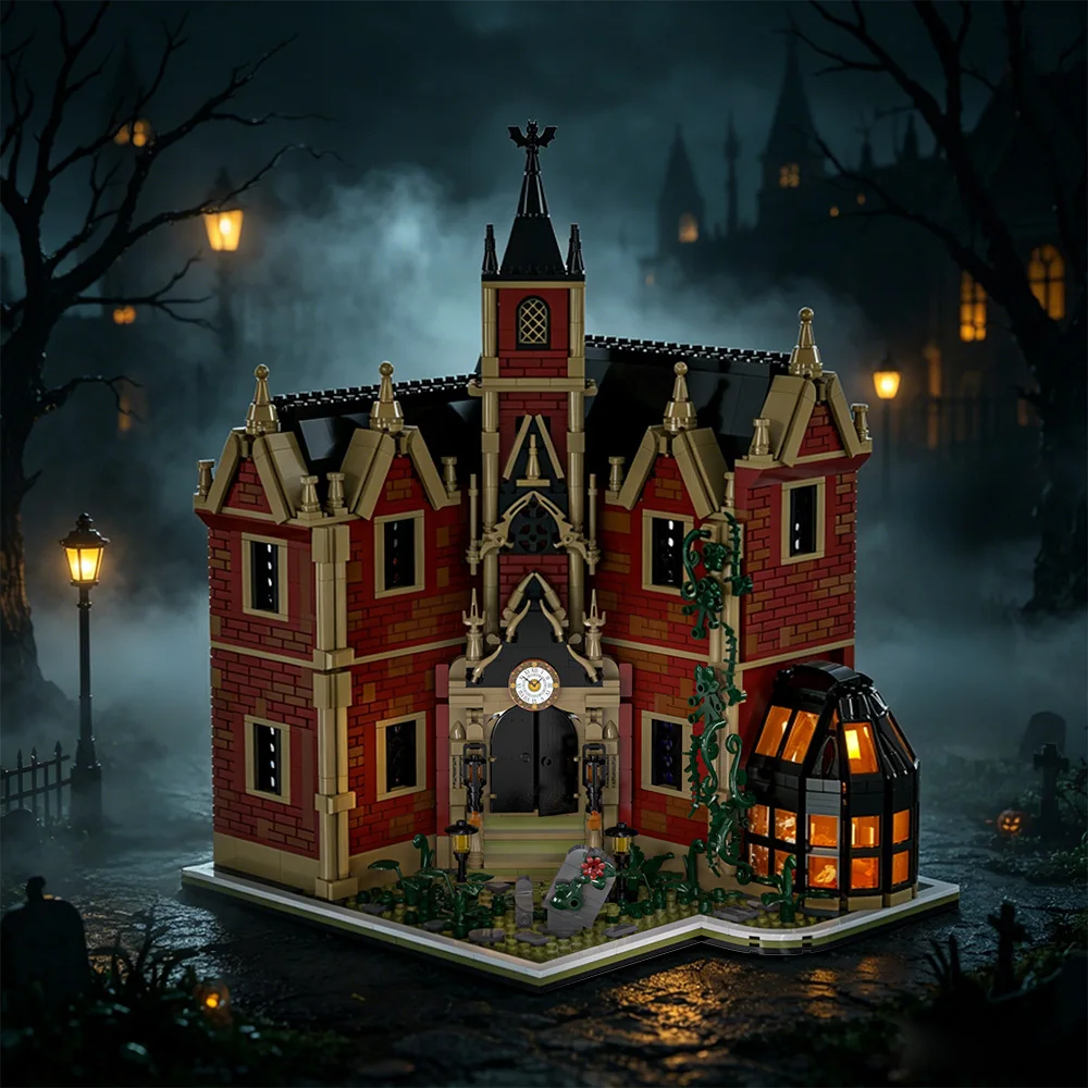 Gobricks MOC Haunted House Building Blocks Model Horror Vampire Ghost House Bricks City Ghost Architecture Assembly Toys Gifts