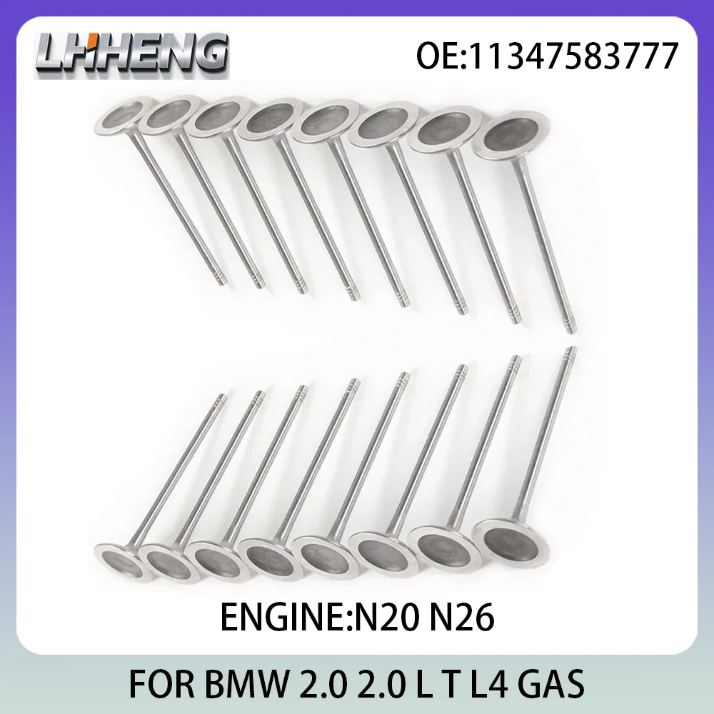 16pcs New Intake & Exhaust Valve Kit For BMW 1 2 3 4 5 X1 X3 X4 X5 Z4 2.0L 2.0 L T L4 GAS 10-21 N20 N26 11347583779 11347583777