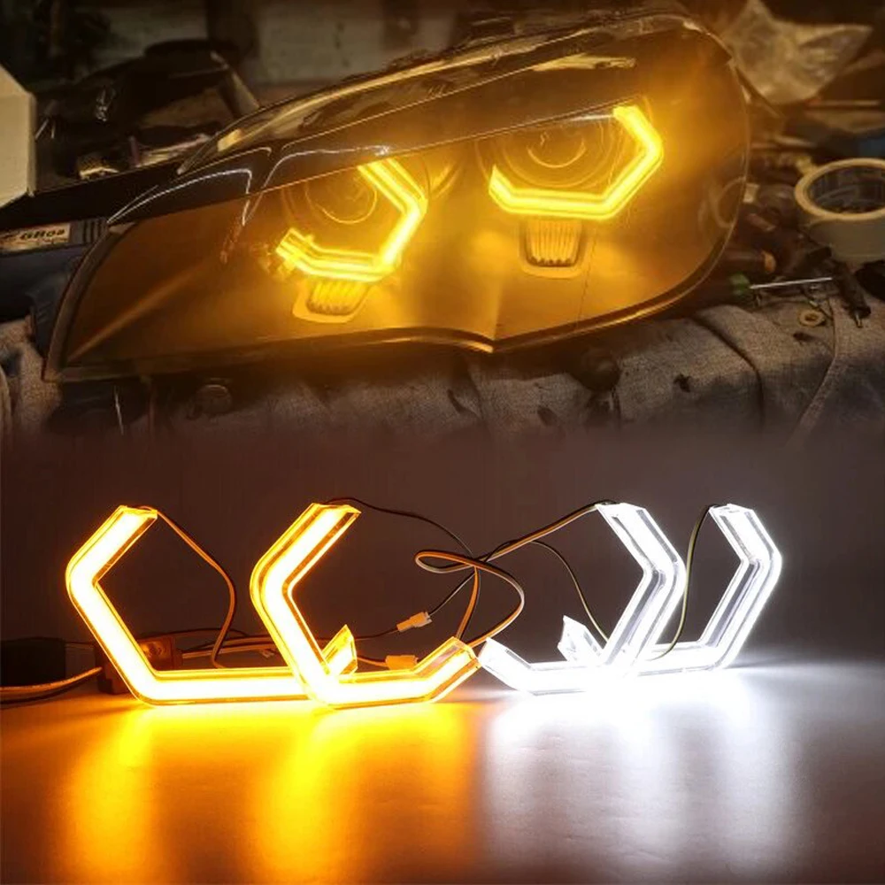Super Bright Crystal M4 Style LED Angel Eyes Bulb Ring Dual Color Headlight for BMW 2 3 4 5 Series F10 F11 F13 F18 F22 F25 X3 X5