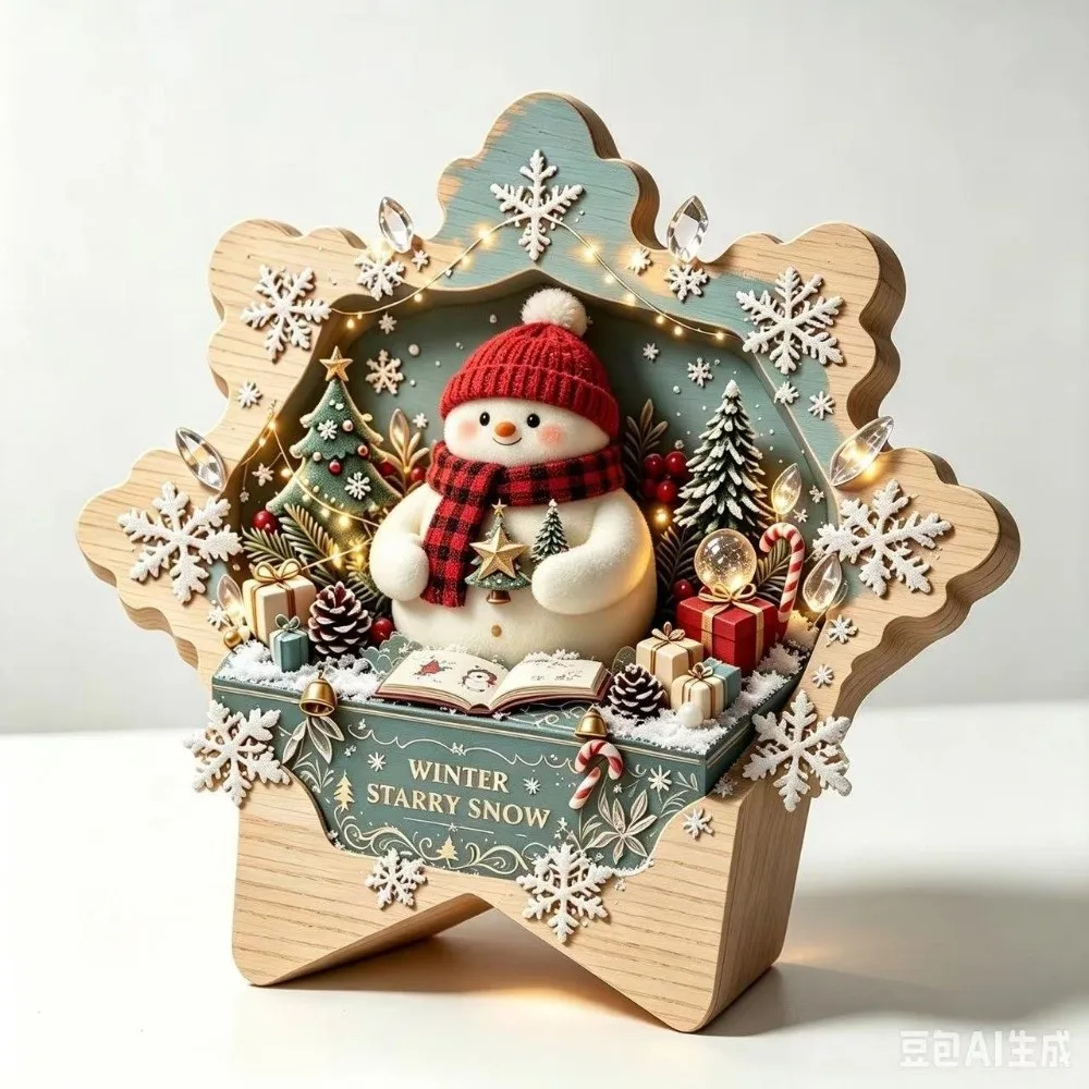 Vintage Style Wooden Christmas Decoration Santa Claus Snowman Deer Xmas Wall Art Rabbit Star Shape Home Ornaments New Year Gift