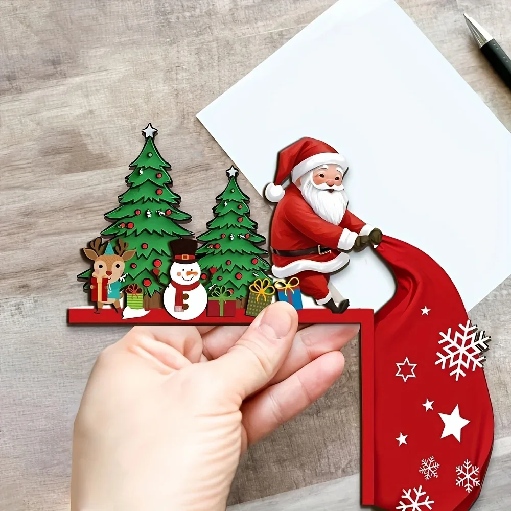 1pc Wooden Christmas Door Corner Decorations - Santa Claus, Reindeer, and Snowman, Bedroom – No Power Needed