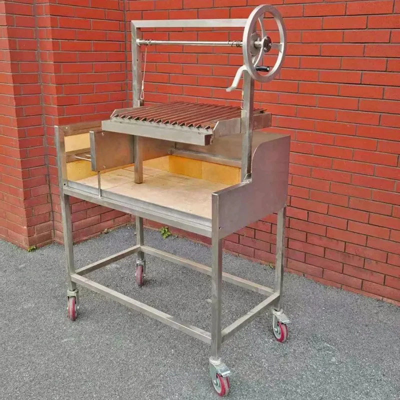 Wood Charcoal Ratchet and Pawl Lift System Stainls Steel Firebricks Asado Plla/ Santa Maria / Argentine Grill GK00AS