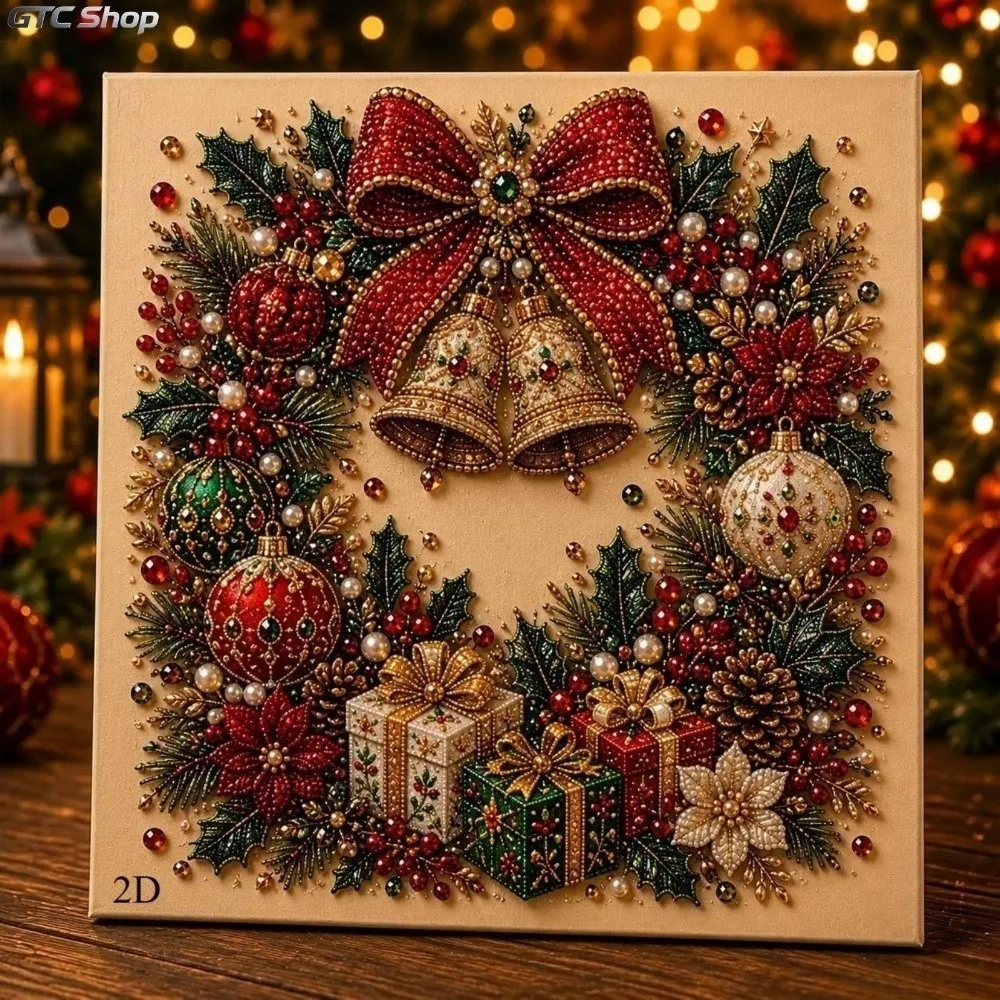 With Frame Christmas Rhinestone Painting Art Kit Santa Claus Reindeer DIY Pearl Bead Art Set Handmade Xmas Tree Christmas Decor