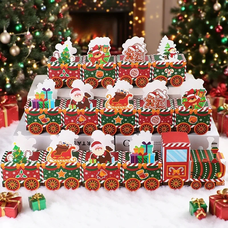 24pcs Christmas Empty Advent Calendar Kids Boxes Christmas Countdown to Xmas Gift Candy Boxes New Year 2025 Christmas Decoration