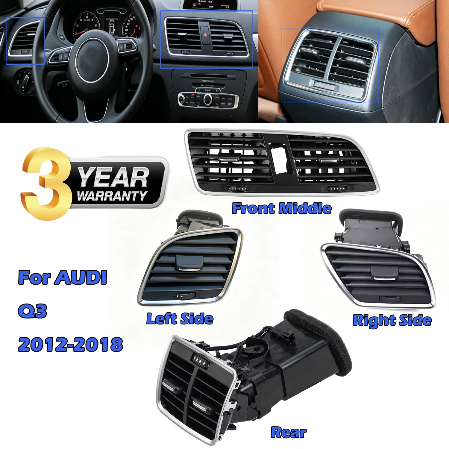 8UD820951,8U1820901,8U1820902 Front Dash Center Console Air Outlet / 8UD819203 Rear AC Vent Air Grill For AUDI Q3 2012-2018