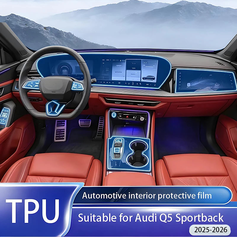 Fit for Audi Q5 Sportback 2025-2026 Pre Cut TPU PPF Film Gear Dash GPS Nav Screen Anti Scratch Car Interior Protect Sticker Mat