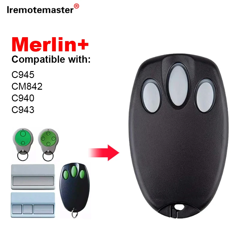 For MERLIN+C945 CM842 C940 C943 CM844 CM128 HE60 MGA600 MT60 MT800 Garage Door Remote Control 433.92MHz Command Transmitter