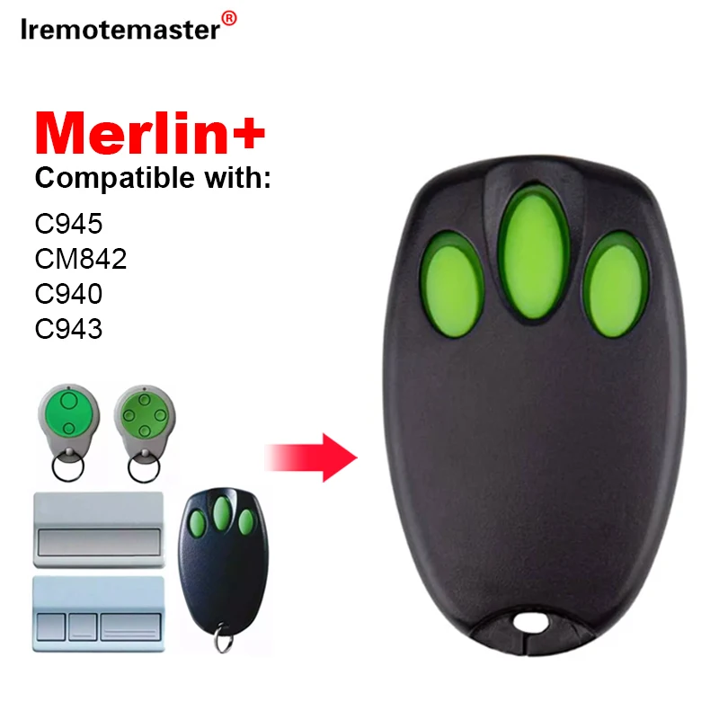 For MERLIN+C945 CM842 C940 C943 CM844 CM128 HE60 MGA600 MT60 MT800 Garage Door Remote Control 433.92MHz Command Transmitter