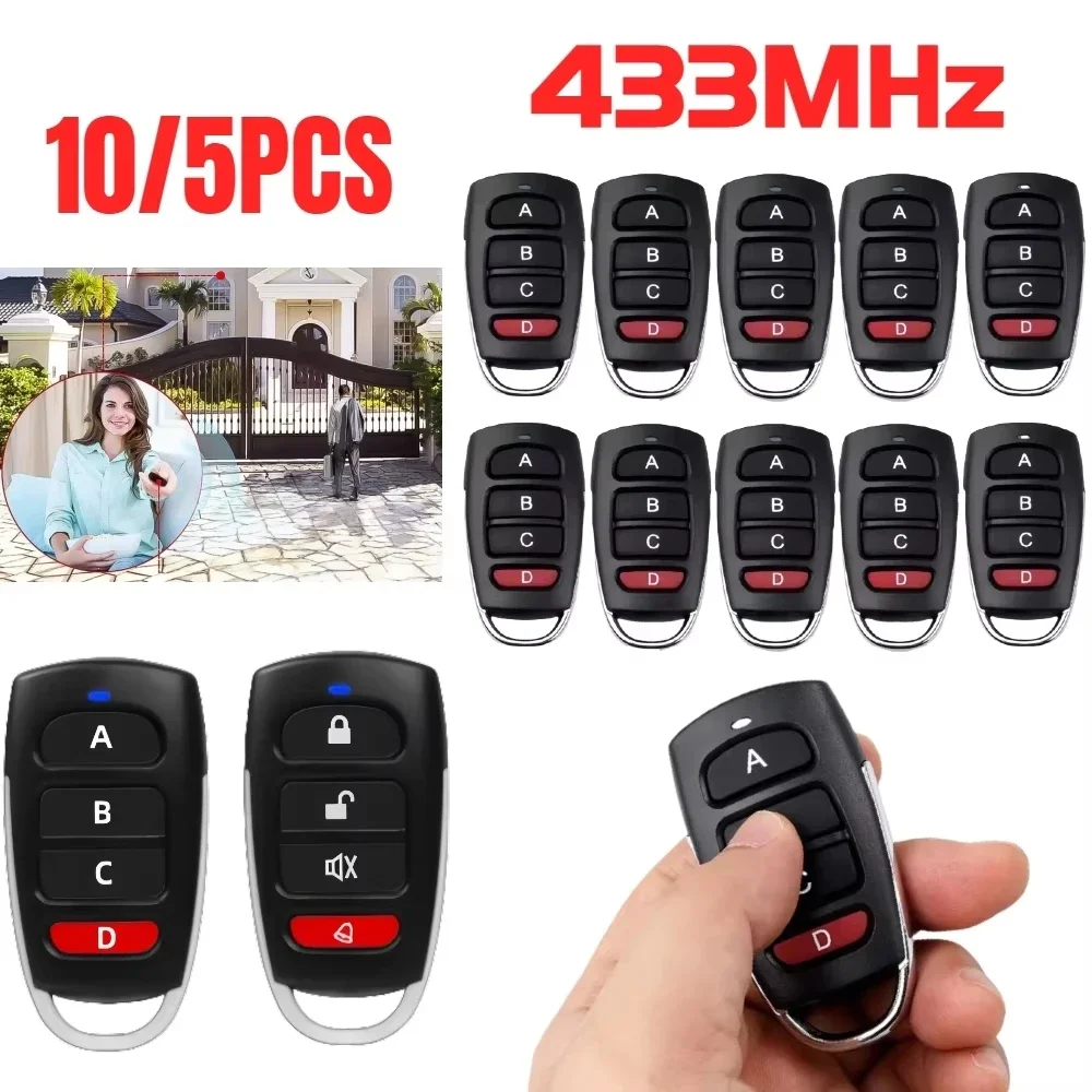 10/5pcs ABCD / Lock Unlock 4Button 433MHz Metal Push Button Remote Control Transmitter Universal 4 Buttons Garage Door Opener