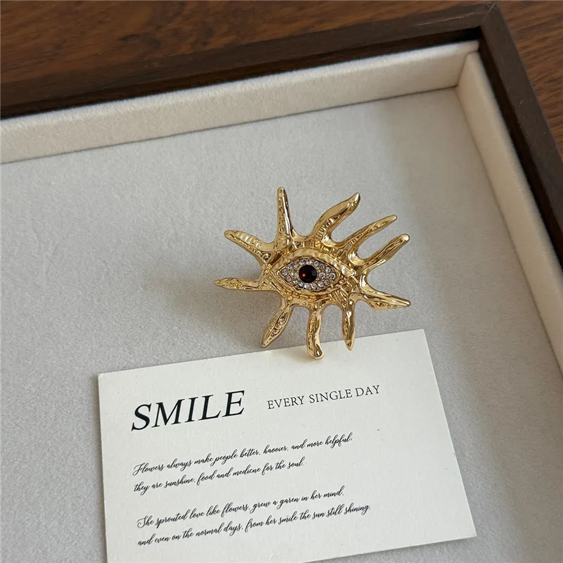 Zirconia Embedded Evil Eye Open Ring Stylish European Fashion Accessory for Women Trendy Statement Ring for Daily Wear