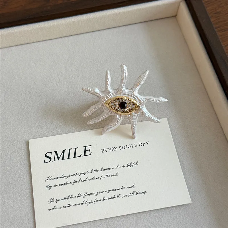 Zirconia Embedded Evil Eye Open Ring Stylish European Fashion Accessory for Women Trendy Statement Ring for Daily Wear