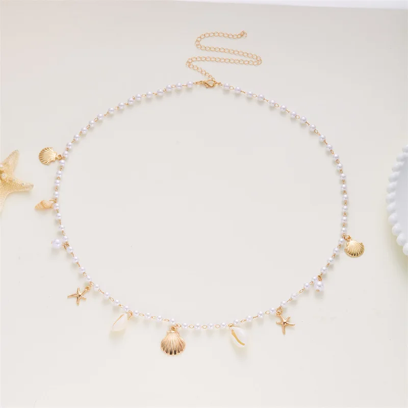 New Bohemian Pearl Shell Waist Chain Stylish Elegant Body Chain Women's Sexy Beach Vacation Summer Waist Jewelry Accessories