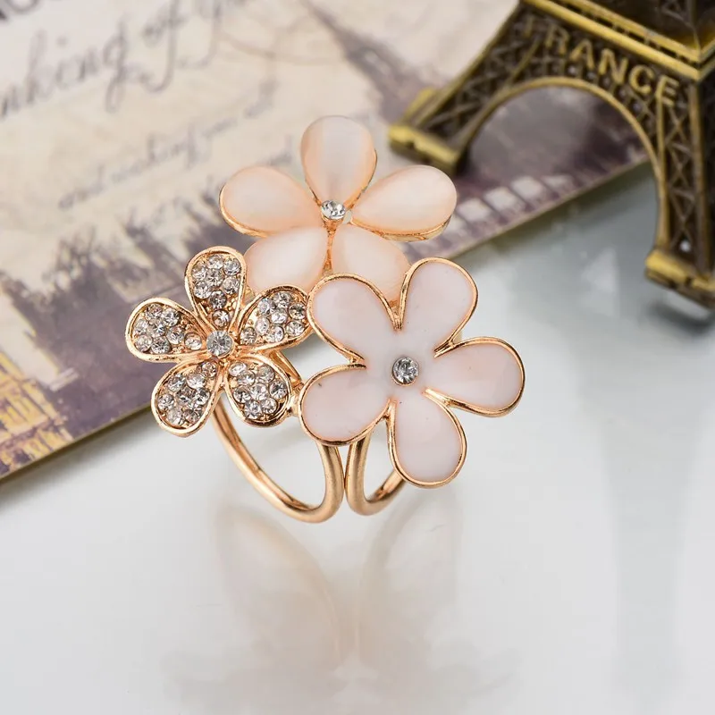 1pc Women Fashion Trendy Stylish Elegant Exquisite Rhinestone Flower Scarf Ring Buckle Clip Holder Jewelry Accessory