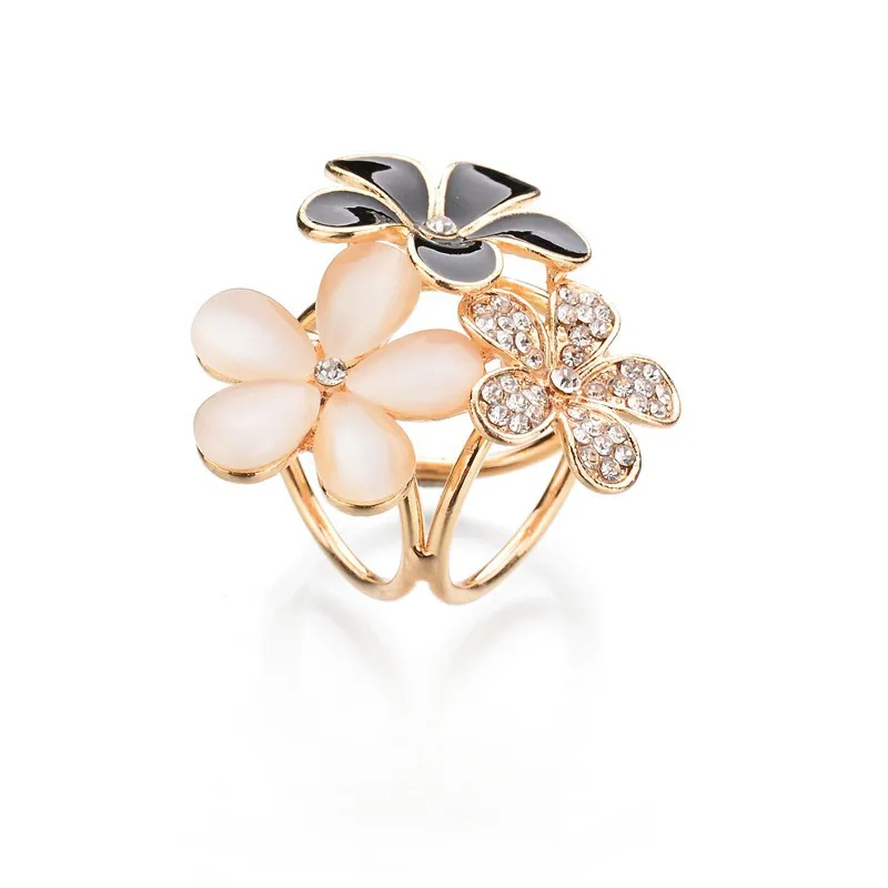 1pc Women Fashion Trendy Stylish Elegant Exquisite Rhinestone Flower Scarf Ring Buckle Clip Holder Jewelry Accessory
