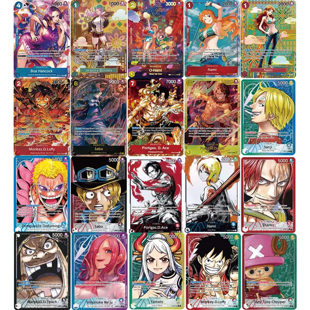 Anime One piece Proxy Collection Card Monkey D Luffy Portgas D Ace Nami OP01-OP09 Manga Refractive Color Flash Card Child Gifts