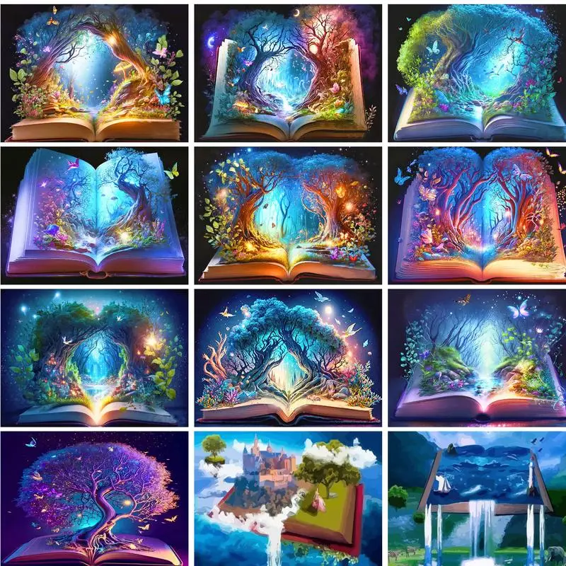 GATYZTORY 60x75cm DIY Oil Painting By Numbers Magic Book Landscape Paint By Numbers On Canvas Landscape War Art Home Decor