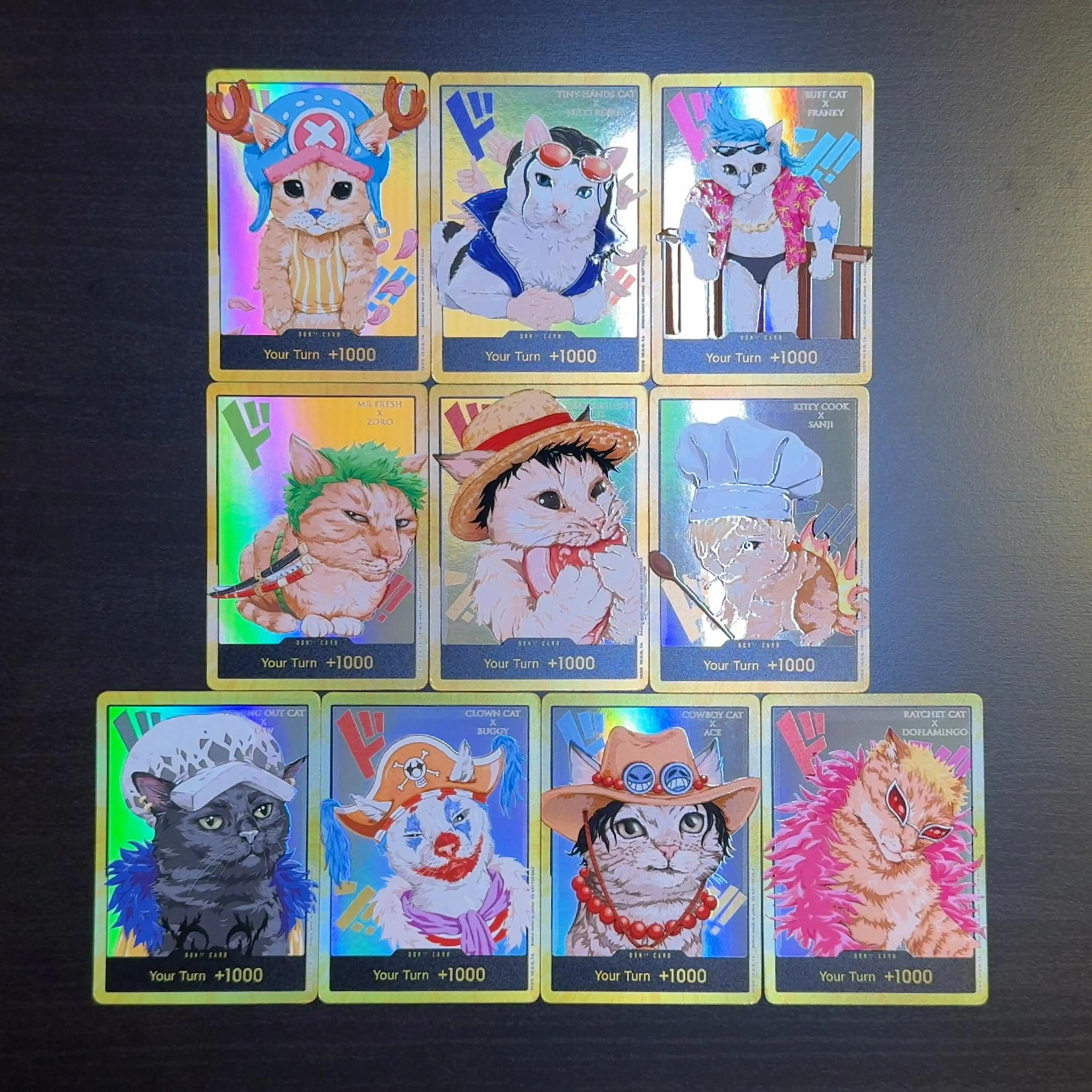 One Piece TCG OPCG English DON Card Cat Luffy Zoro Sanji Chopper Robin Franky Ace Buggy Doflamingo Law Homemade Proxy Don Card