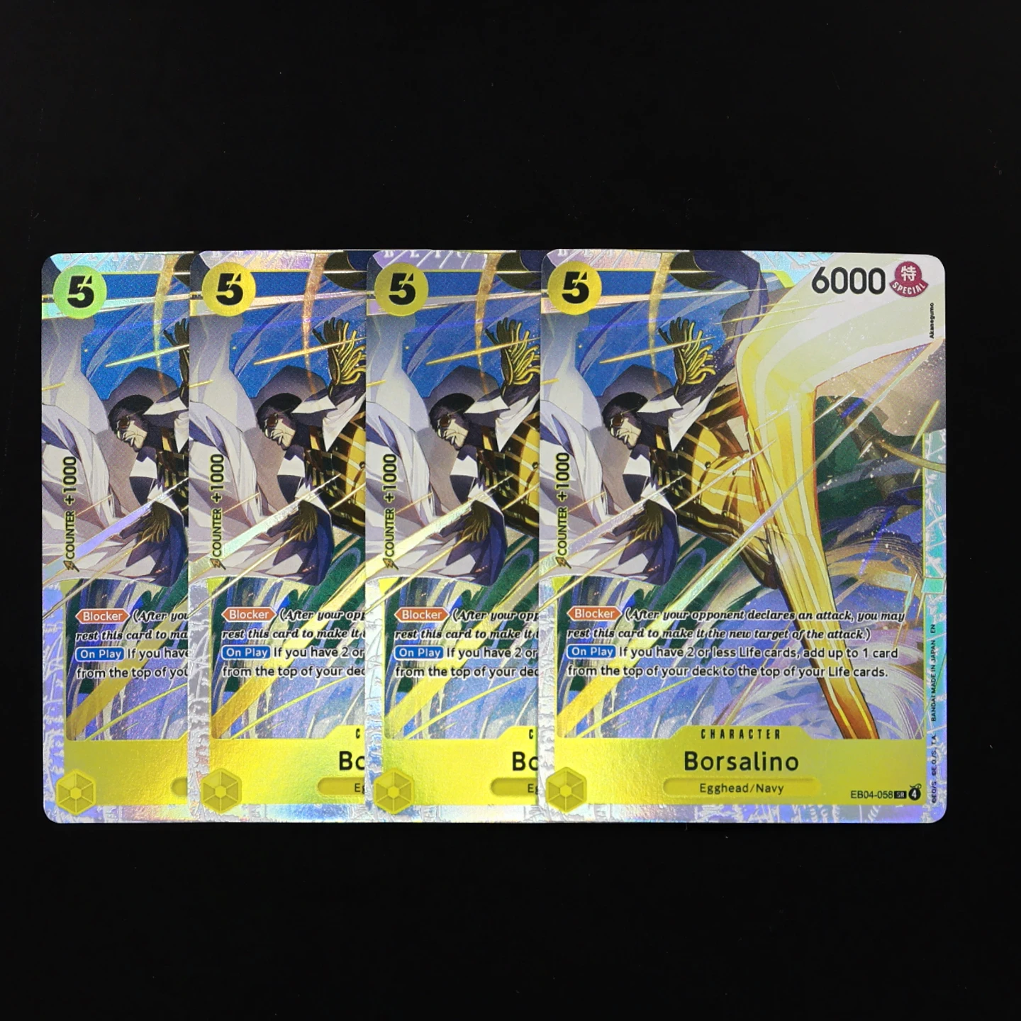 4pcs EB04-058-Borsalino SR Regular Version One Piece TCG OPCG English Play Set 5 Cost Yellow Borsalino Textured Foil Card