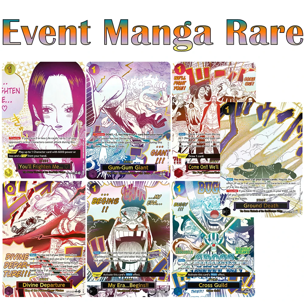 Anime OPCG Collection Cards Event Manga Rare Gum-Gum Giant Divine Departure Gross Guild Frighten Me High Quality Gold Stamping