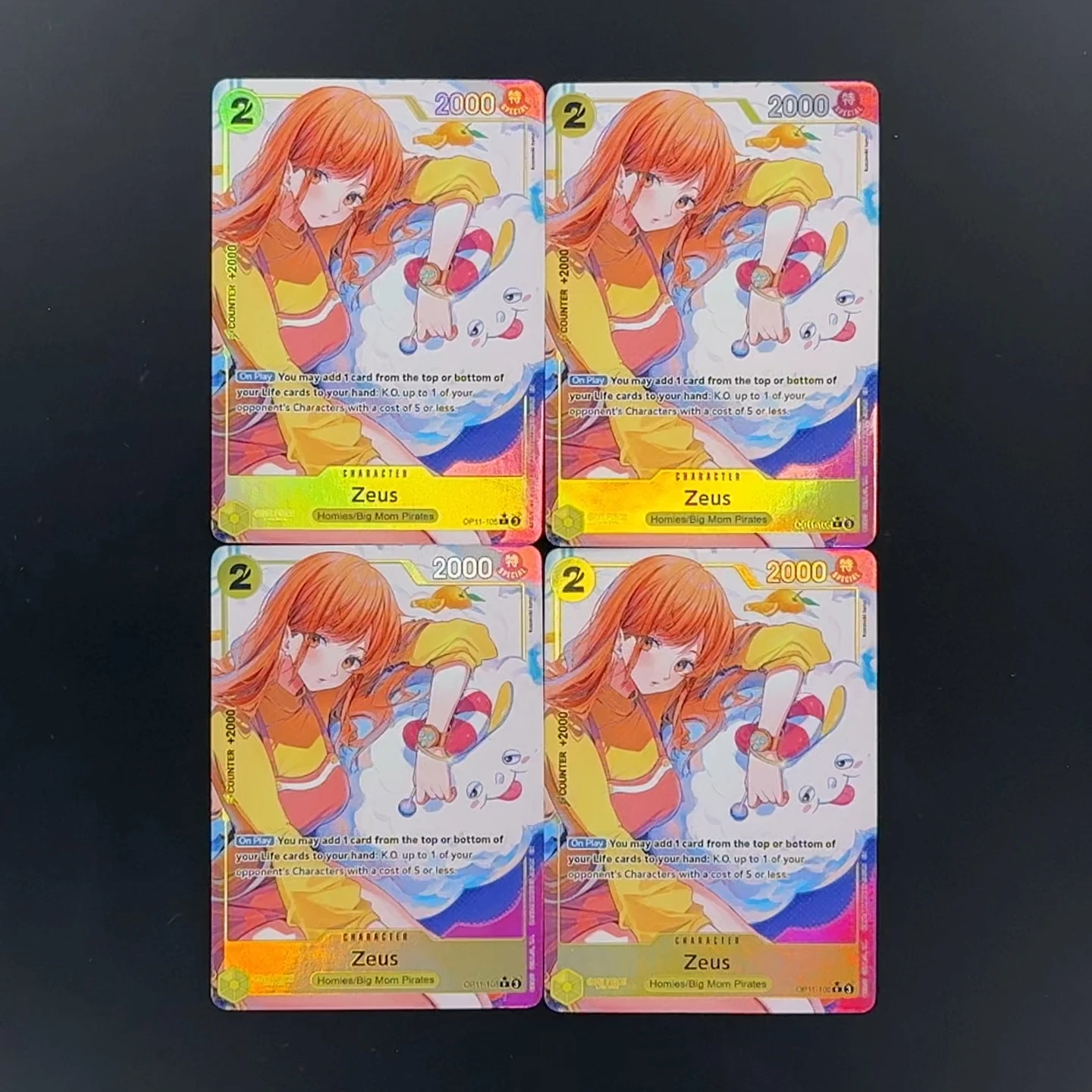 One Piece TCG OPCG English OP11-106 Zeus Rare Card Nami 2 Cost Zeus Textured Foil Card Anime Collectible Cards