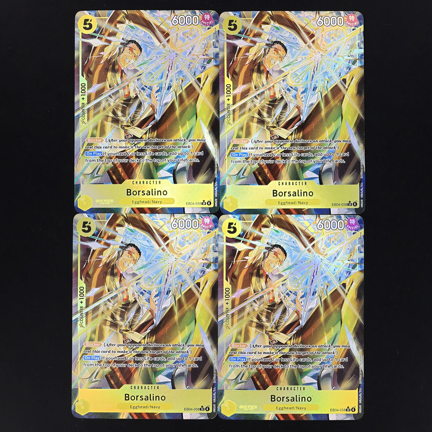 One Piece TCG OPCG English EB04-058-Borsalino SR Play Set 5 Cost Yellow Borsalino Textured Foil Card Anime Collectible Cards