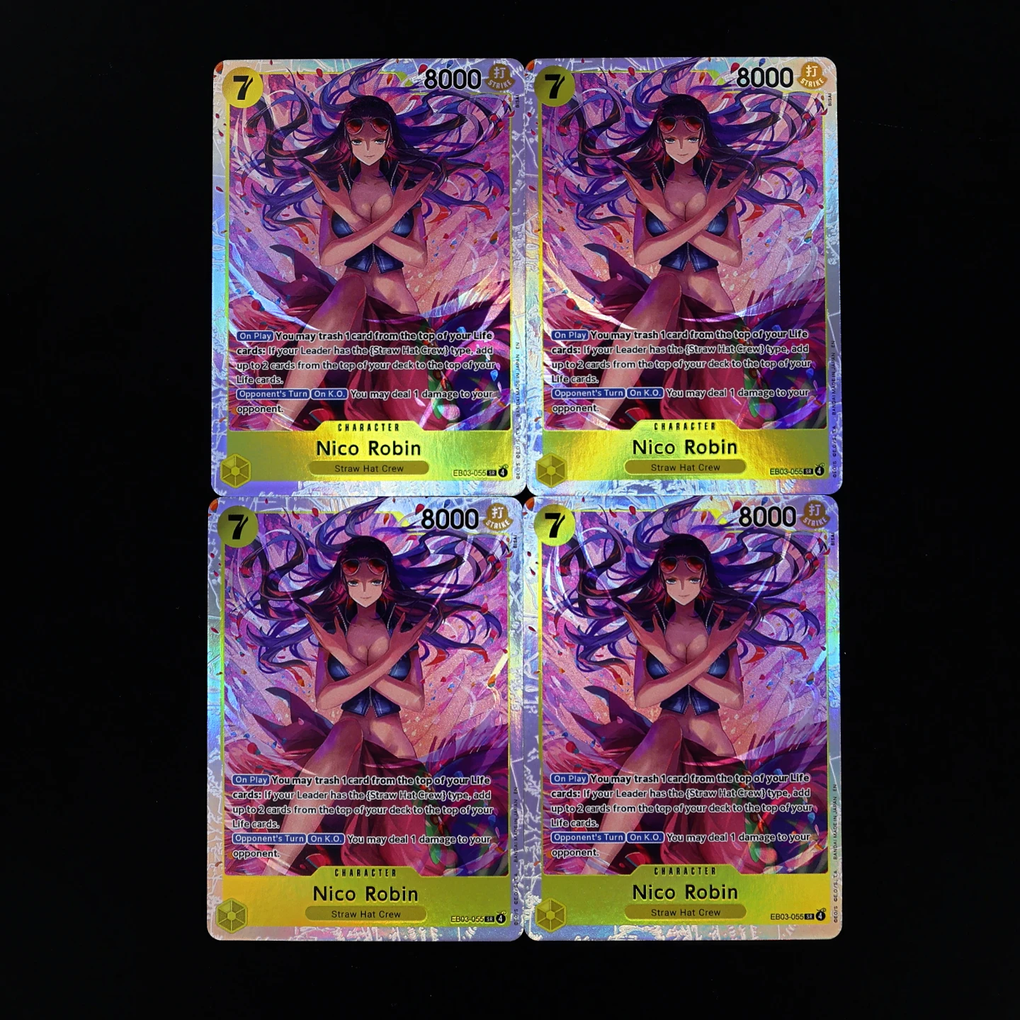 One Piece TCG OPCG English EB03-055-Robin SR 7 Cost Robin Yellow Robin Textured Foil Embossed Card Anime Collectible Cards