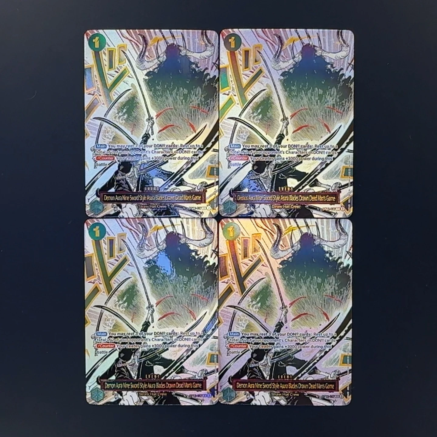 One Piece TCG OPCG English Dead Man Game Card Grean Zoro Event OP12-037 Textured Foil Card Anime Collectible Cards