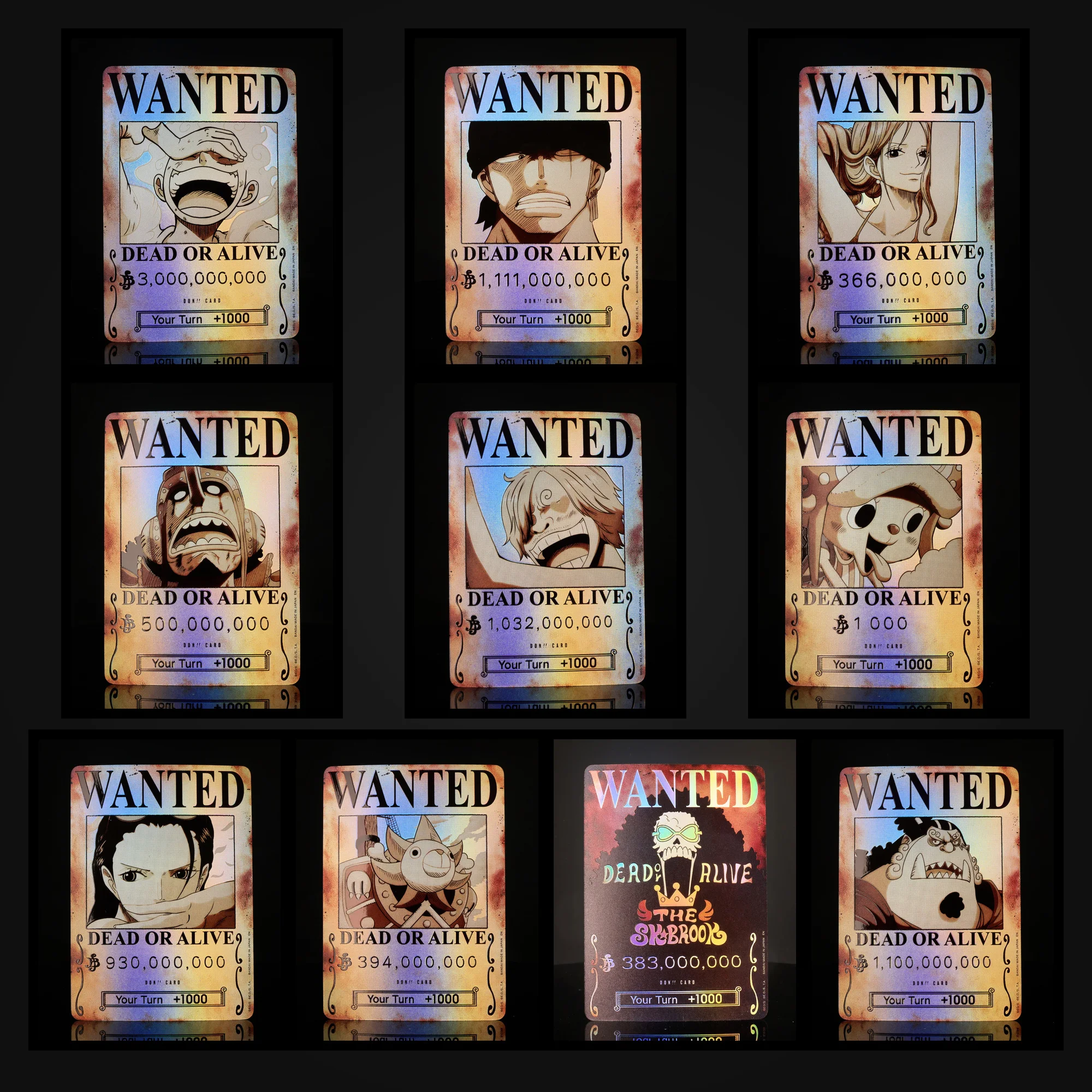 Wanted Poster DON card One Piece OPCG 3D Textured English Straw Hat Crew Luffy Zoro Nami Chopper Robin Anime Collectible Card