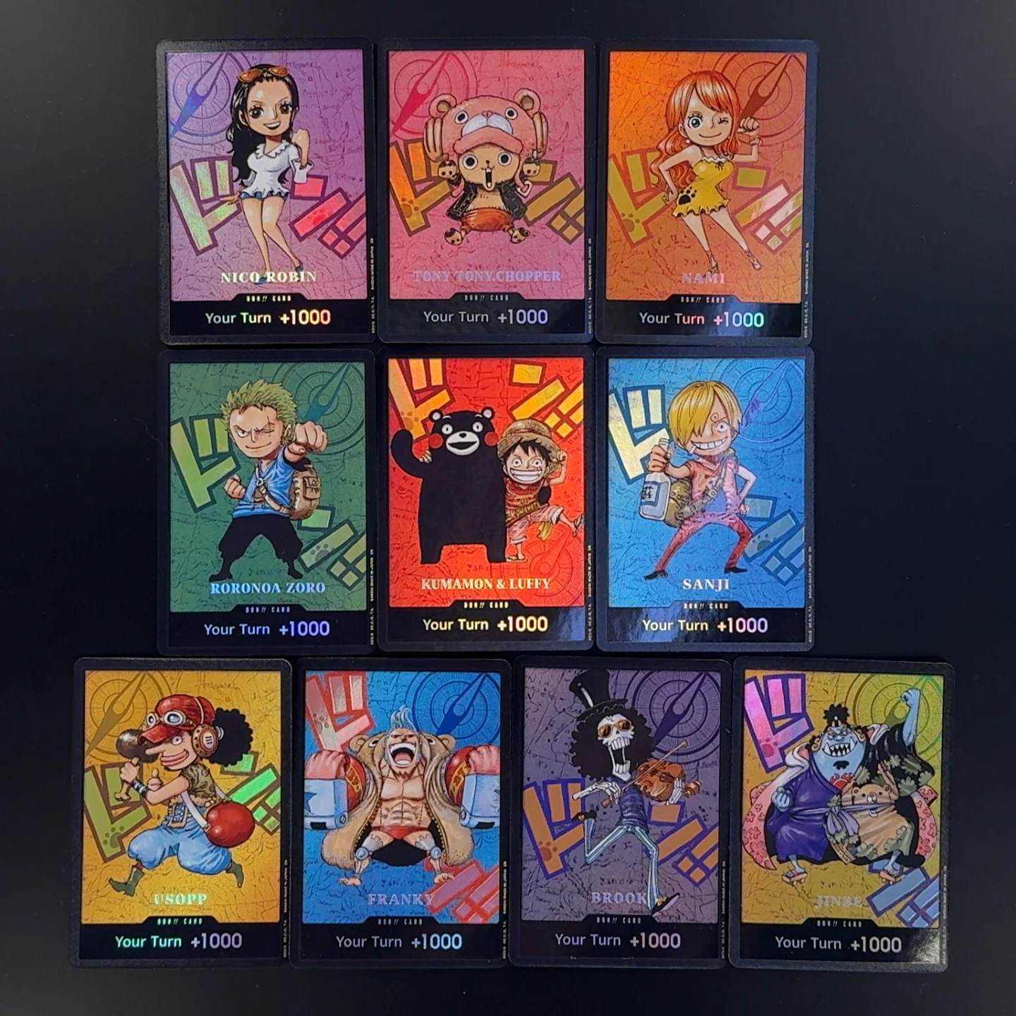 OPCG One Piece X Kumamon English DON Card 3D Textured Straw Hat Crew Luffy Zoro Nami Chopper Robin Anime Collectible Cards TCG