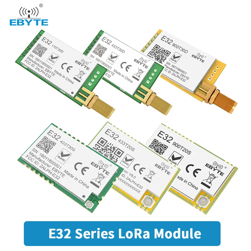 LoRa Module EBYTE E32 Series UART SMD DIP 433MHz 915MHz 868MHz 20dBm 30dBm Stamp Hole SMA-K Wireless Module