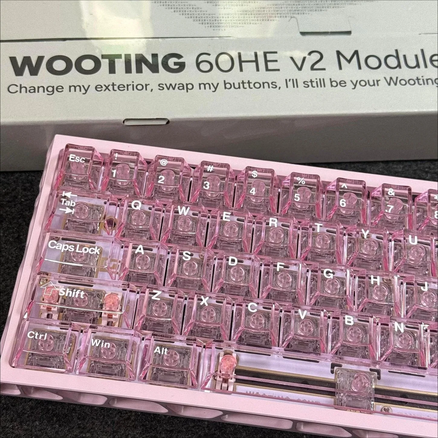 Sakura Pink PC Keycaps Cherry Profile 124 Keys Crystal Clear Translucent for Wooting Magnetic Switch Keyboard