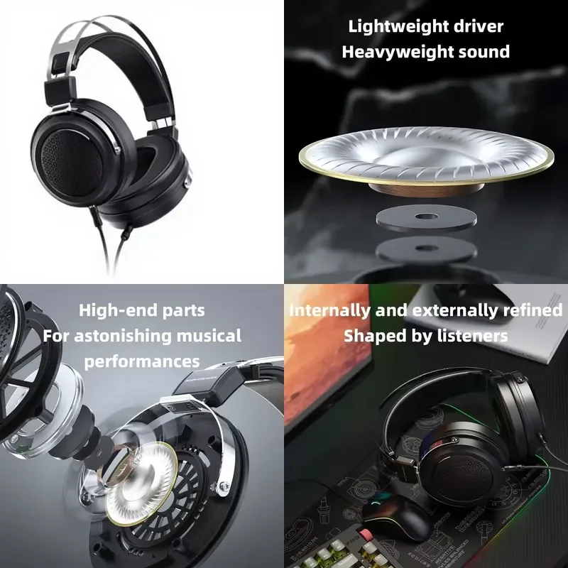 【CHIMU HOME】JT1 Over-Ear Wired Headphones 50mm Driver 3.5mm Jack With Mic Active Noise Reduction For HiFi Audio