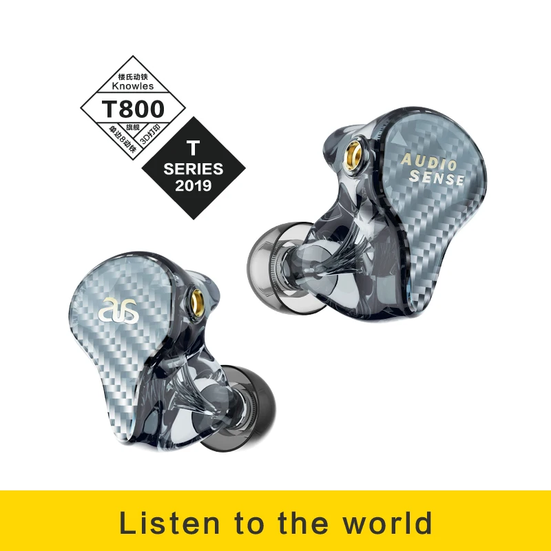 AUDIOSENSE T800 Knowles 8 Balanced Armature Driver HiFi IEMs with Detachable MMCX Cable 3D priting Resin shell